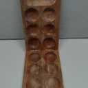 Ajuny Wooden Mancala Board Game Set  Classic Board Games, Portable Folding Travel Mancala Board with Marbles (72+8 Stones), Ideal Family Wooden Games for Adults & Kids (9.5 Inch, Brown)