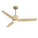 LEDLUX 52" Ceiling Fan with Light – Remote Control, Solid Wood, Quiet Reversible DC Motor, Light Oak/ Gold Finish, Includes 4.5"/ 12" Downrods, Noiseless Ceiling Fan for Bedroom, Living Room, Porch