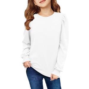 storeofbaby Girls Long Sleeve Shirts Casual Crewneck Tops Loose Fit Plain Tunic (11-12 Years)
