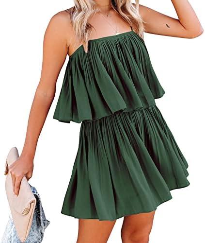 EXLURA Womens 2026 Summer Romper Dress Spaghetti Strap Pleated Beach Vacation Outfit Fashion Cruise Short Jumpsuit Outfits Dark Green, M