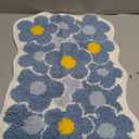 Bath Rug for Bathroom Super Soft Fluffy Rug Home Floor Mat Floral Carpet Water Absorption Machine Washable Bath Mat for Bedroom, Living Room and Bathroom, 19.6 x 31.5 Inches, Blue Flower