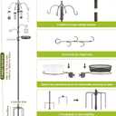 Bird Feeder Station with Suet Cage & Water Bowl Fruit Hook- Adjustable Pole, 6 Hanging Hooks for Wild Birds, Outdoor Garden Bird Feeding Kit, 94 Inch with 3 feeders & J hook kits