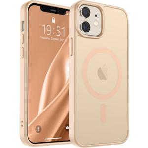 SUPFINE Magnetic for iPhone 12 Case/iPhone 12 Pro Case (Compatible with MagSafe)(Military Grade Drop Protection) Slim Translucent Matte Shockproof with Anti-Fingerprint Phone Case,Sand Pink