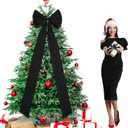 Extra Large Christmas Tree Topper Bow 71 x 24 Inch Christmas Wreath Bows Giant Velvet Decorative Bows with Long Streamers for Home Holiday Front Door Patio Indoor Outdoor Decor Party Supplies (Black)