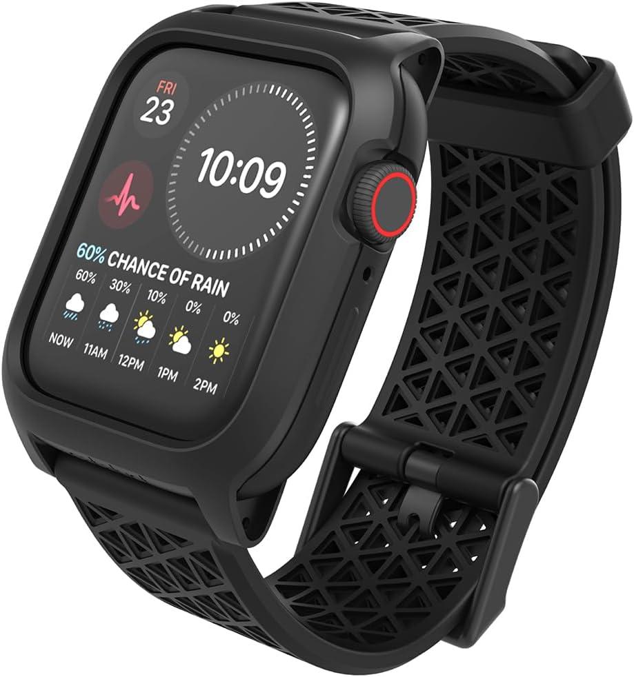 Catalyst Case- Designed for Apple Watch Series SE 2022, Series 6/5 and 4 44mm, Buckle Edition, Drop Proof 9.9ft, Sport Band, Breathable, Rugged, Free Microfiber Cloth is included - Stealth Black