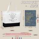 Paterr 12 Sets Thank You Appreciation Gifts Leather Notebooks Canvas Tote Bags Ballpoint Pens for Employee (Chic Colors)