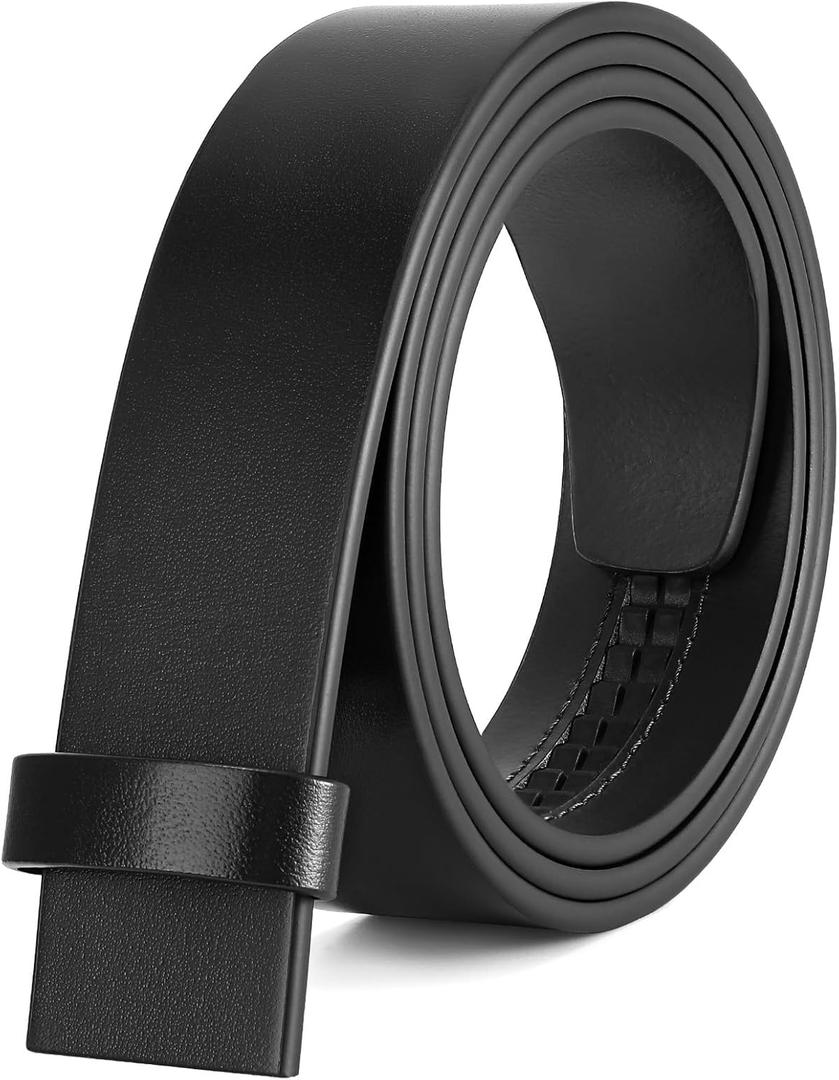 Ratchet Belt Strap, Full Grain Leather Belt Straps for Men without Buckle 1 3/8"- Replacement Strap Only