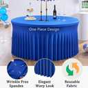 Htper 8 Pack Royal Blue Round Spandex Tablecloths for 60 inch Table, 120 inch Stretchy Fitted 5FT Round Table Cloths with Skirt for Wedding Birthday Party Dining Banquet