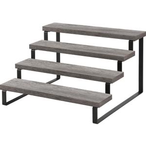 YINMIT Wooden Display Riser Stand, Tiered Perfume and Cologne Organizer Stand, 4 Tier Spice Rack Organizer, Rustic Display Shelf for Candles (4 Tier,Grey)