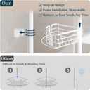 Consumest Corner Shower Caddy Tension Pole - Rustproof Shower Shelves with Towel Bar & Soap Holder, Adjustable Bath Organizer for Bathroom Storage, 27.6-108.3 inch, White