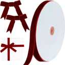 Christmas Dark Burgundy Velvet Ribbon, 5/8 Inch x 10 Yard Vintage Single Face Spool Satin Velvet Ribbon for Christmas Wreath Decoration DIY Bow Craft Gift Wrapping Wedding Ornaments Party Home Decor