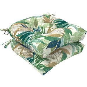 LVTXIII Outdoor U-Shaped Wicker Seat Cushion, Decorative Tufted Chair Pads Round Back Seat Cushion Set for Patio Garden Home Office Furniture, 19"x19"x4", 2 Pack, Lush Leaf Green