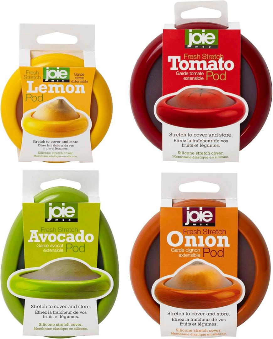 Joie Food Saver Set, Avocado, Tomato, Onion, and Lemon Stretch Pods, Silicone, One Size, 4 Count (Multi Pack Stretch Pods)