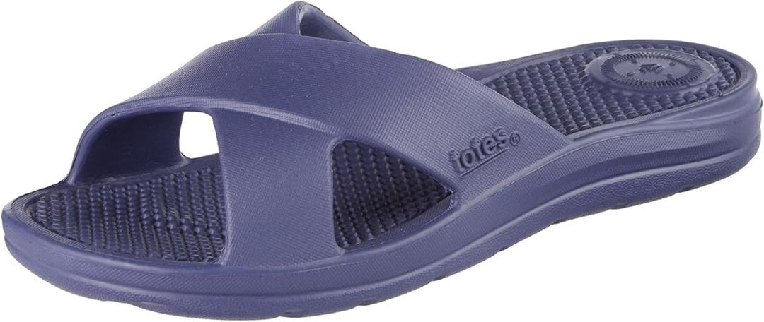 totes Women's Everywear Cross Slide Sandal (11, Navy Blue)