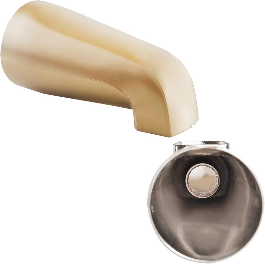 SENTO Gold Universal Heavy Durable Metal Bathroom Tub Spout Without Diverter, Heavy Duty Metal Bathtub Faucet Without Shower Diverter - 4 Inches 1/2" IPS Inside Thread, Satin Brass