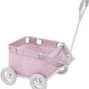 Olivia's Little World - Polka Dots Folding Princess Baby Doll Wagon, Toy Storage Wagon, Doll Furniture, Pink Polka Dots