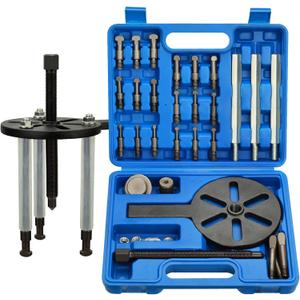 21 in1 Bearing Puller Bearing Puller Set Inner Hole Three-Jaw Puller with Curved Hook and Rod Steel Collet Multifunctional Bearing Removal Tool with Storage Case Blue