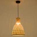 Natural Bamboo Pendant Light, 13.8in Boho Rattan Basket Pendant Lamp, Rustic Farmhouse Hand Woven Hanging Light Fixture for Kitchen Island, Dining Room, Living Room, Bedroom, Restaurant, Entryway