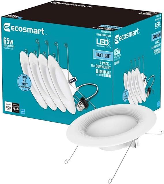 EcoSmart 5/6 in. Daylight Integrated LED Recessed Trim (4-Pack)
