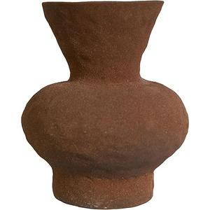 Rustic Brown Ceramic Vase - 5IN Small Round Clay Vase Vintage Farmhouse Style Decor, Circle Wabi Sabi Vases for Farmhouse Home Decor, Decor Living Room, Table, Shelf