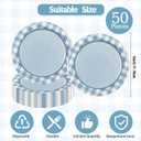 4 x 50PCS Blue Gingham Birthday Plates, 7 Inch Disposable Gingham Cake Plates Plaid Dessert Plates for Picnic Barbecue Baby Shower Wedding Birthday Party Decorations