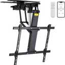TOPSKY Electric Adjustable Flip Down Swiveling TV Mount with Remote and App Controller, Large Motorized Ceiling Mount for 32 to 75 Inch Flat and Curved Screen TVs (Black)