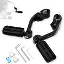 1.25" (32mm) Adjustable Highway Foot Pegs w/Long Extended Angled Mounts for Harley Davidson Touring Street Glide/Road Glide/Electra Glide/Road King Motorcycle w/1-1/4" Crash Bar,BLACK#2