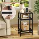 Creso hom Tall Nightstand with Fast Charging Station, 3 Tier Small Table Stand for Small Space, Skinny Side Table with Type C and USB Port, End Tables for Living Room, Bedroom, Office, Black