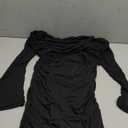 REORIA Women's Long Sleeve Mini Dress One Shoulder Sheer Mesh Ruched Bodycon Off Shoulder Sexy Short Dresses 2025 Fall Outfits Black Onyx Medium