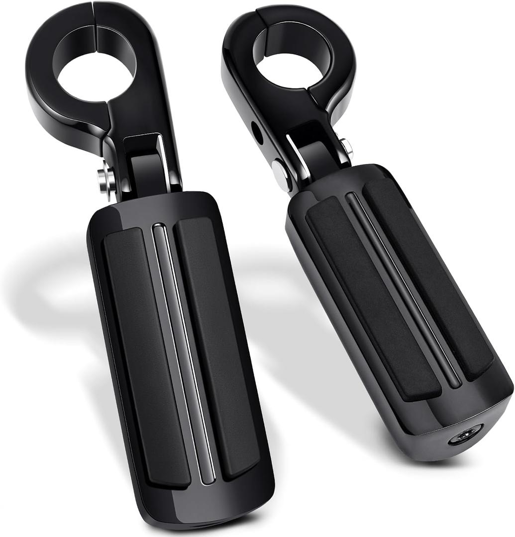 PBYMT Highway Pegs, P-Clamp A3 Steel Highway Footpegs Footrest Fit For 1.25''(32mm) Crash Bars Compatible with Harley Davidson Touring Black