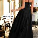 ChiaoLezhee Deep V Neck Dress, Halter Maxi Dresses, Vacation Date Night, Sexy for Women Corset Flowy Wedding Guest Drop Waist (Black). S Size