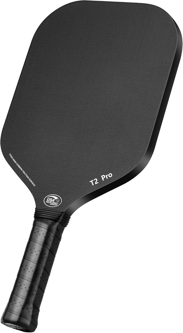 Pickleball Paddle - 16mm T700 Raw Edgeless Carbon Fiber Pickleball Paddle, Great Grit & Spin Rackets Set with Power, Control and Balance, 1 Cover Bag