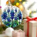 2 x Texas Bluebonnet Wildflowers Ornament, Christmas Ornament  Christmas Tree Decor, Holiday Decoration, Stocking Stuffer, Festive Gift Idea, Gifts for Flower Lover, Friends, and Family