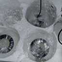 Cluster Globe Glass Chandelier Black 5-Lights, Mid Century Pendant Lights with Milk White Glass, Multi Cluster Pendant Light for Stair, Adjustable Height Island Ceiling Hanging Light