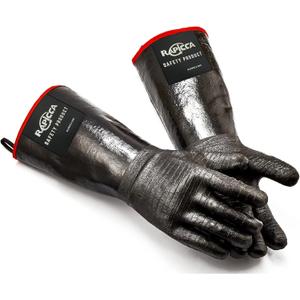 RAPICCA 932F Heat Resistant BBQ Grill Gloves: Oil Resistant Waterproof for Smoking Grilling Cooking Barbecue Deep Frying Turkey Rotisserie Handling Hot Greacy Meat Stocking Stuffers - Long Sleeve (SIZE 10/XL-14INCH-932)