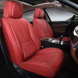 Car Seat Covers, Leather Seat Covers for Cars Full Set, Waterproof and Breathable Suitable for Most SUV/Truck/Sedan/Automotive 2 Pack(Burgundy)