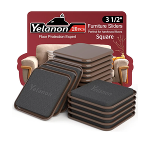 Furniture Sliders, 20 pcs-3 1/2” Square Brown Furniture Sliders for Carpet, Heavy Duty Furniture Movers Sliders, Reusable Furniture Moving Pads, Floor Protectors for Carpet