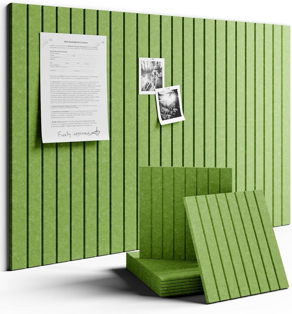 Fluxynara Large Felt Bulletin Board 48" x 36" Cork Board Alternative - 6 Pack with 40 Safe Removable Adhesive Tabs, Cork Boards for Walls Cork Board for Home Office Classroom Pin Board-Kelly Green