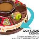 Nostalgia Chocolate & Caramel Fondue Pot, 25 Sticks, Fondue Machine with Decorating and Toppings Trays, Brown, one size