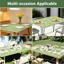 Rectangle Picnic Table Cloth, Elastic Waterproof Fitted Vinyl Tablecloths for 4 Foot Tables, Wipeable Flannel Backed Table Covers for Dining, Camping, Outdoor(Green Leaves,30"x48")