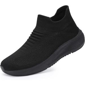 SHULOOK Womens Slip on Walking Shoes Comfort Lightweight Breathable Sock Shoe Non-Slip Mesh Casual Fashion Tennis Running Sneakers, 9.5, Black