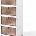 4-Tier Foldable Plastic Drawer Storage with Wheels,Stackable Storage Bins with Lid,Organization and Storage Boxes for Kitchen,Cloakroom,Closet,Living Room,Office and Dorm