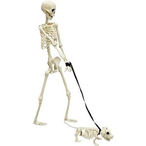 5.4FT Halloween Skeleton Life Size Human Adult Skeletons with Skeleton Dog Halloween Decorations for Indoor Outdoor Garden Lawn,Haunted House Props, Spooky Scene Party Decor, Set AA