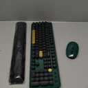 Colorful Wireless Computer Keyboards Mouse Combos, Cute Retro Typewriter Keyboard with Round Keycaps, 2.4 GHz 104 Keys Full-Sized USB/Type C Receiver Keyboard and Optical Mouse（Dark Green）