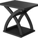 ChooChoo End Side Table, Modern End Table with Storage Shelf, X-Design Side Table Living Room (Black)
