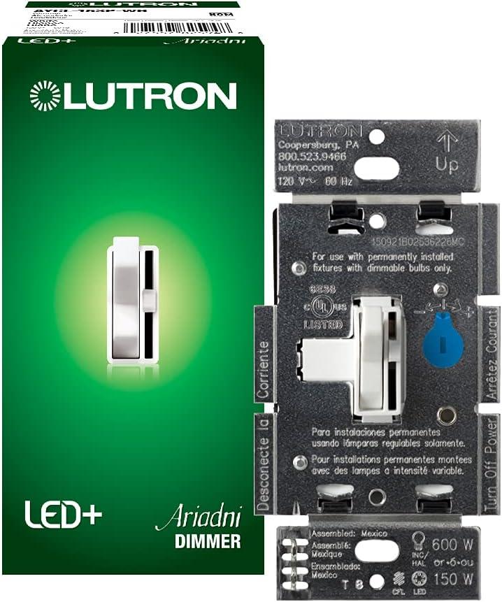 Lutron Ariadni/Toggler LED+ Dimmer Switch for Dimmable LED, Halogen and Incandescent Bulbs, 150 Watt, Single-Pole or 3-Way, AYCL-153P-WH, White (White)