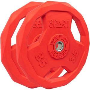 SPART Color Coded Weight Plate 1-Inch Rubber Coated Standard Grip Plate for Barbell,Solid Cast Iron Weight Plates for Strength Training,Weightlifting,Crossfit, Fit All 25/28mm Barbells (35LB-PAIR)