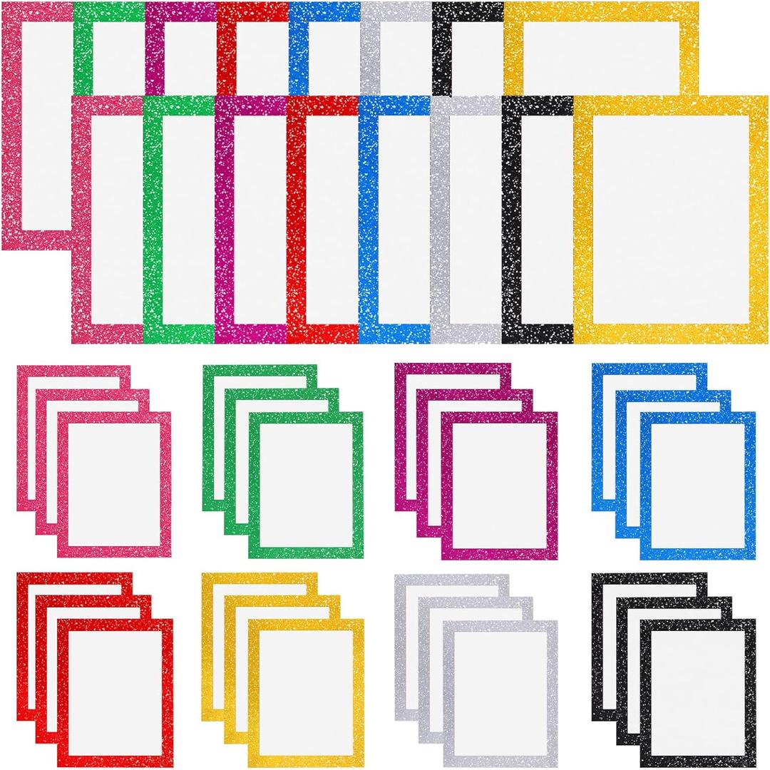 Glenmal 32 Pieces 11" x 14" Glitter Poster Board Glitter Frame Poster Board Cardstock Paper Colored Paper Shining Craft Cardstock for School Project Christmas Wedding Classroom Birthday DIY Craft