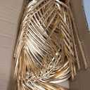 29 Large Gold Palm Leaves Palm Fronds Tropical Leaves Areca Palm Branches Artificial Palm Leaves with Stem Golden Palm Tree Leaves Faux Palm Leaves for Floral Arrangement Fake Gold Leaves 12Pcs