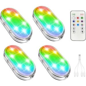 4Pcs LED Interior Car Lights Wireless with Remote, Portable USB Rechargeable,Inside Ambient Lighting, Sync to Music